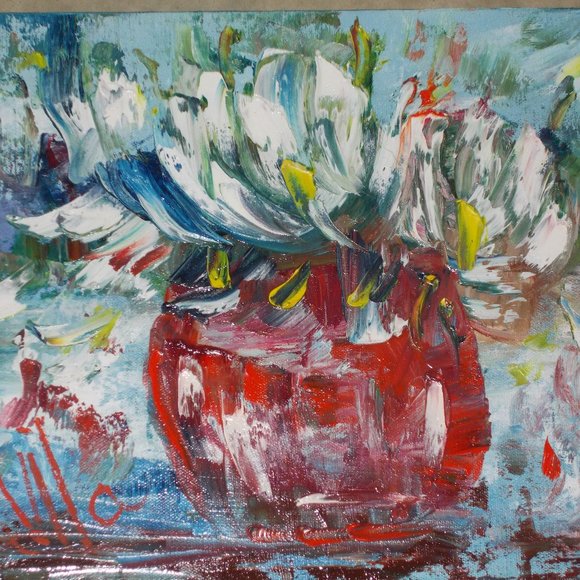 by Texas Artist Davila Other - New Original "Robust Floral" oil painting, 10"x14"